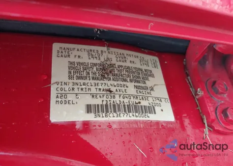 2007 Nissan Versa 1.8S from USA, damaged, VIN 3N1BC13E77L460026